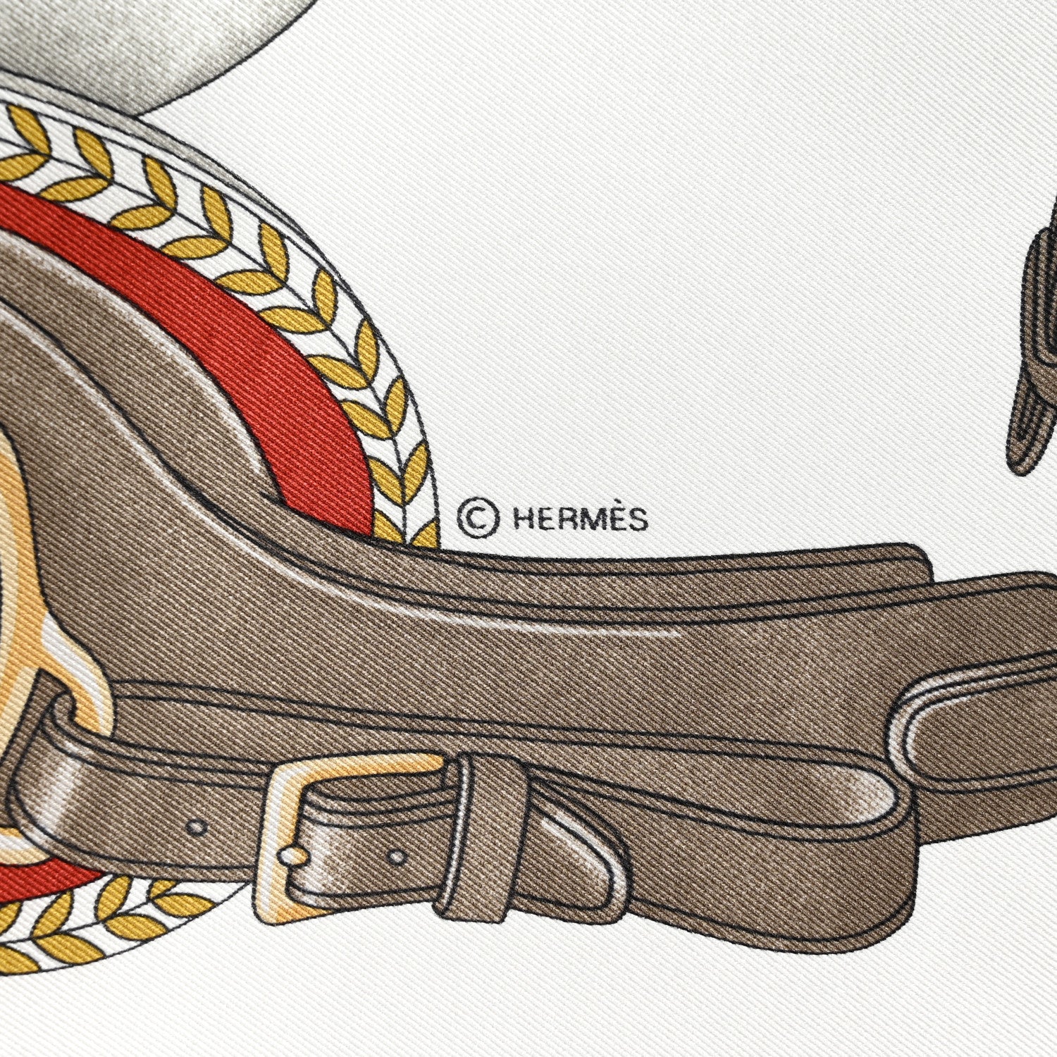 Hermes Silk Carrick a Pompe Scarf 70 White Beige Gris Cendre 3 of 7