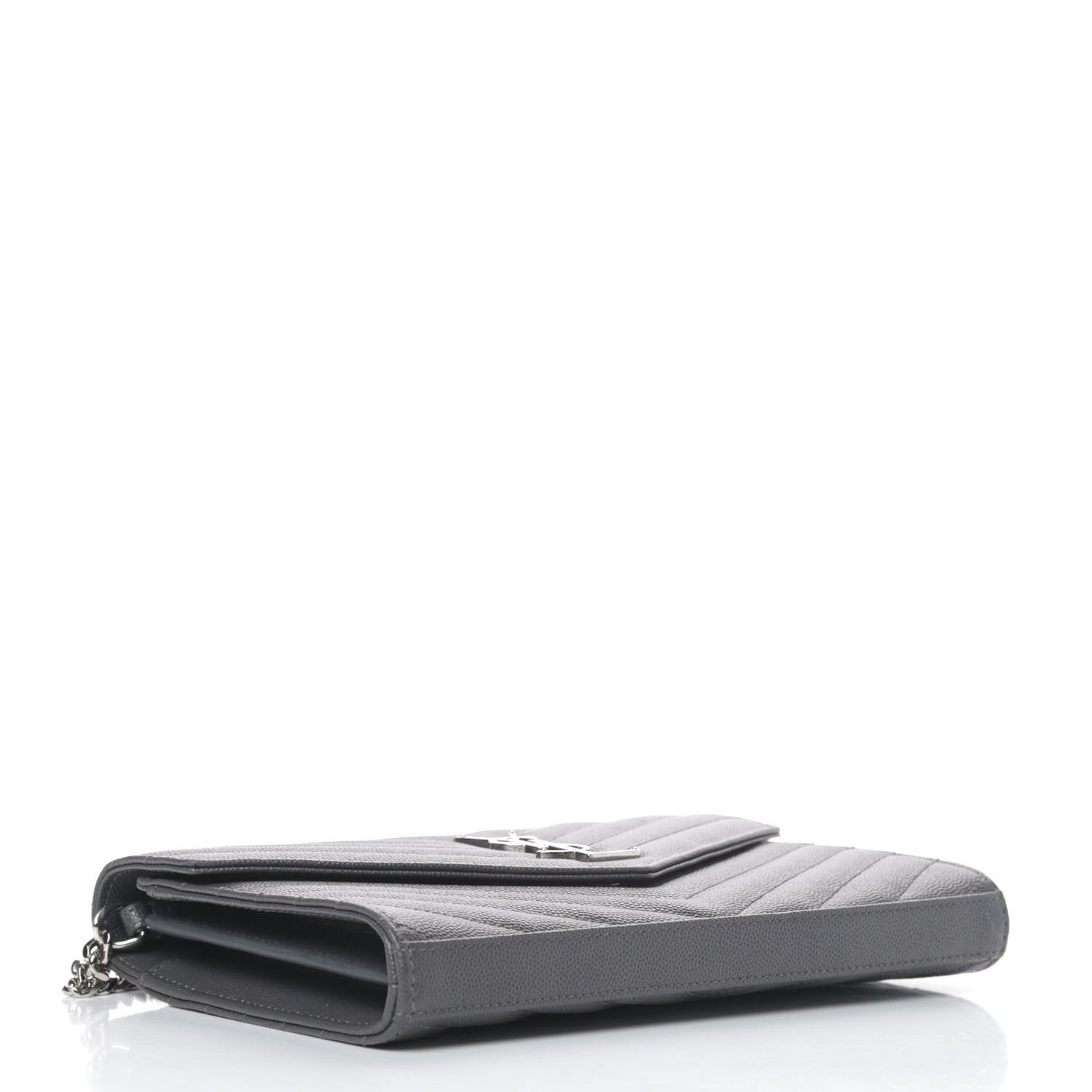 Grain De Poudre Matelasse Chevron Monogram Chain Wallet Grey