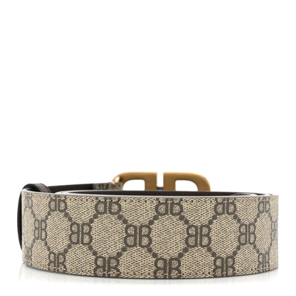 Gucci X BALENCIAGA BB Supreme Monogram 40mm Belt 100 40 Beige Ebony Dark Brown 2 of 5