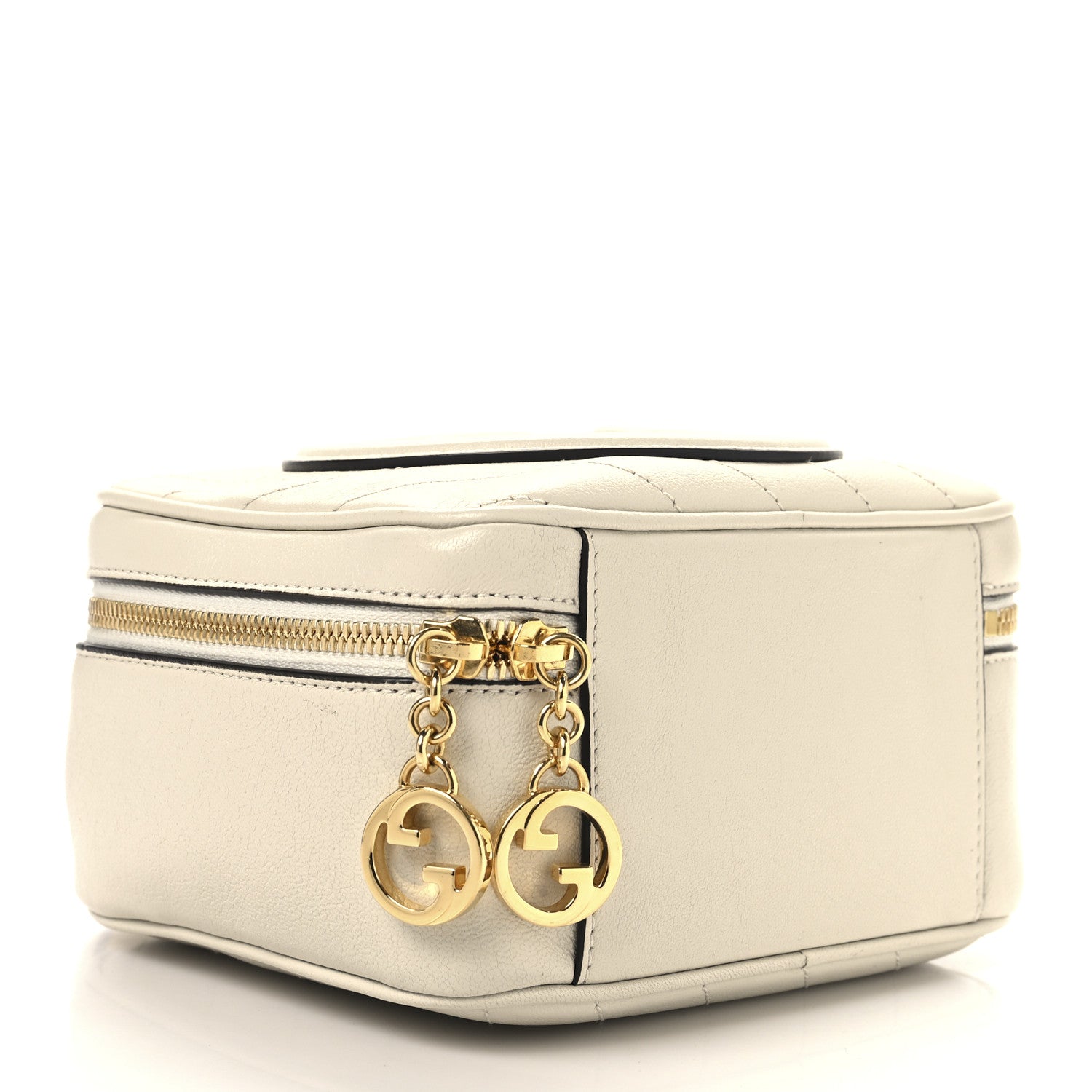 Gucci Sakai Be Green Calfskin Diagonal Stitched Blondie Top Handle Bag Mystic White 4 of 10