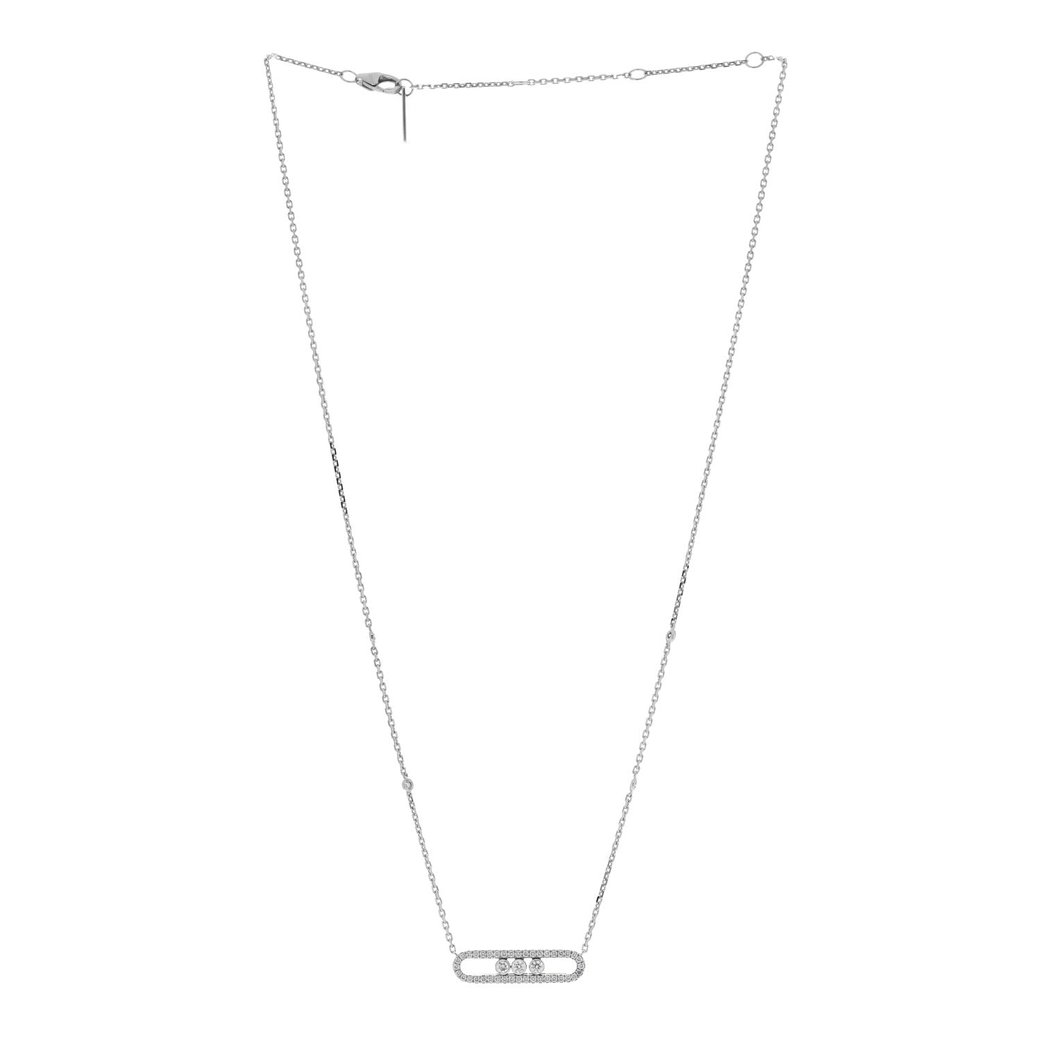 Messika 18K White Gold Diamond Baby Move Pave Necklace 3 of 4