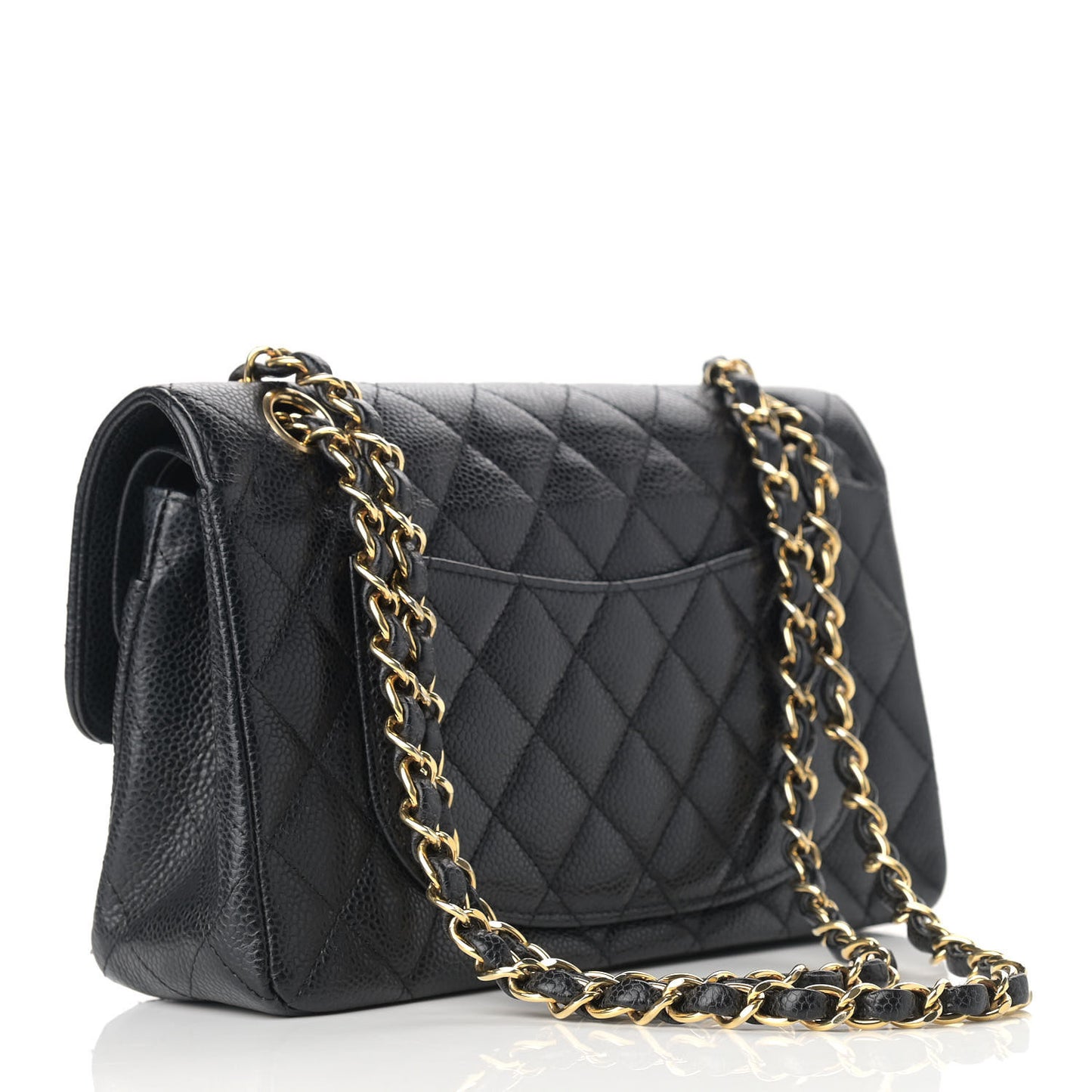 Caviar Quilted Small Double Flap Black