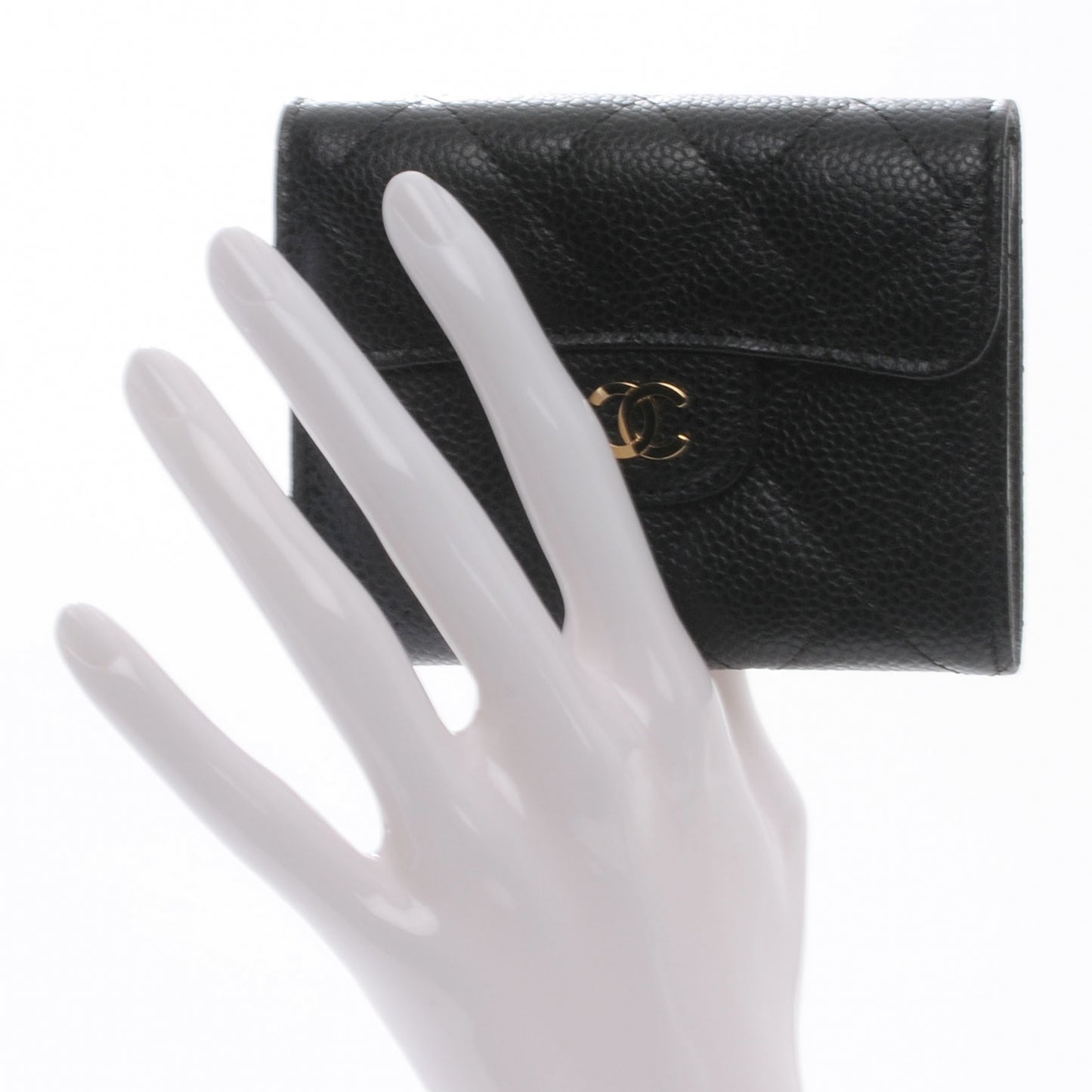 Caviar Small Compact Wallet Black
