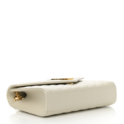 Saint Laurent Grain De Poudre Textured Mixed Matelasse Medium Triquilt Monogram Satchel Blanc Vintage 4 of 11