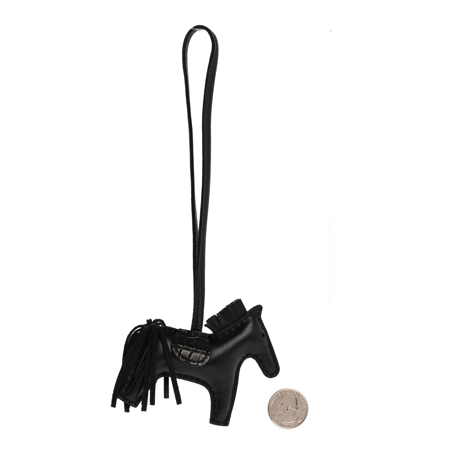Hermes Milo Lambskin Matte Alligator Touch Grigri Rodeo Horse Bag Charm PM So Black 2 of 4