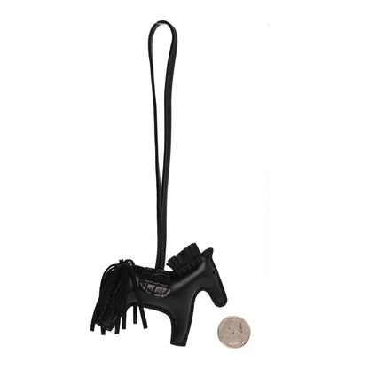 Hermes Milo Lambskin Matte Alligator Touch Grigri Rodeo Horse Bag Charm PM So Black 2 of 4