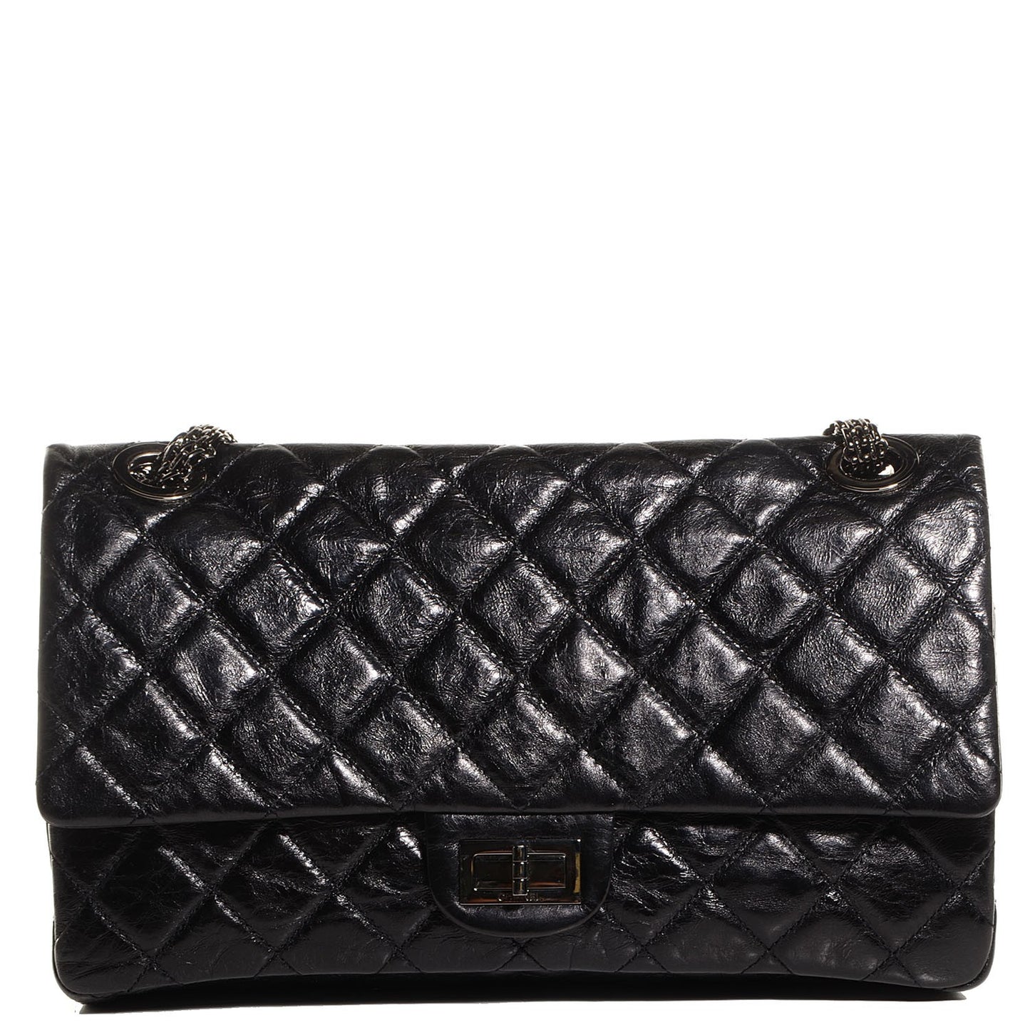 Glazed Calfskin 2.55 Reissue 227 Flap Black
