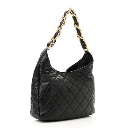 Chanel Lambskin Quilted Large CC Funky Town Hobo Black 3 of 10