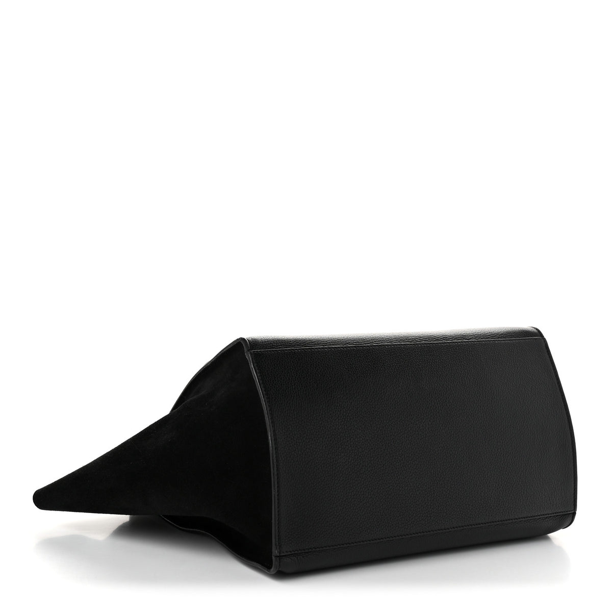 Drummed Calfskin Suede Large Trapeze Black
