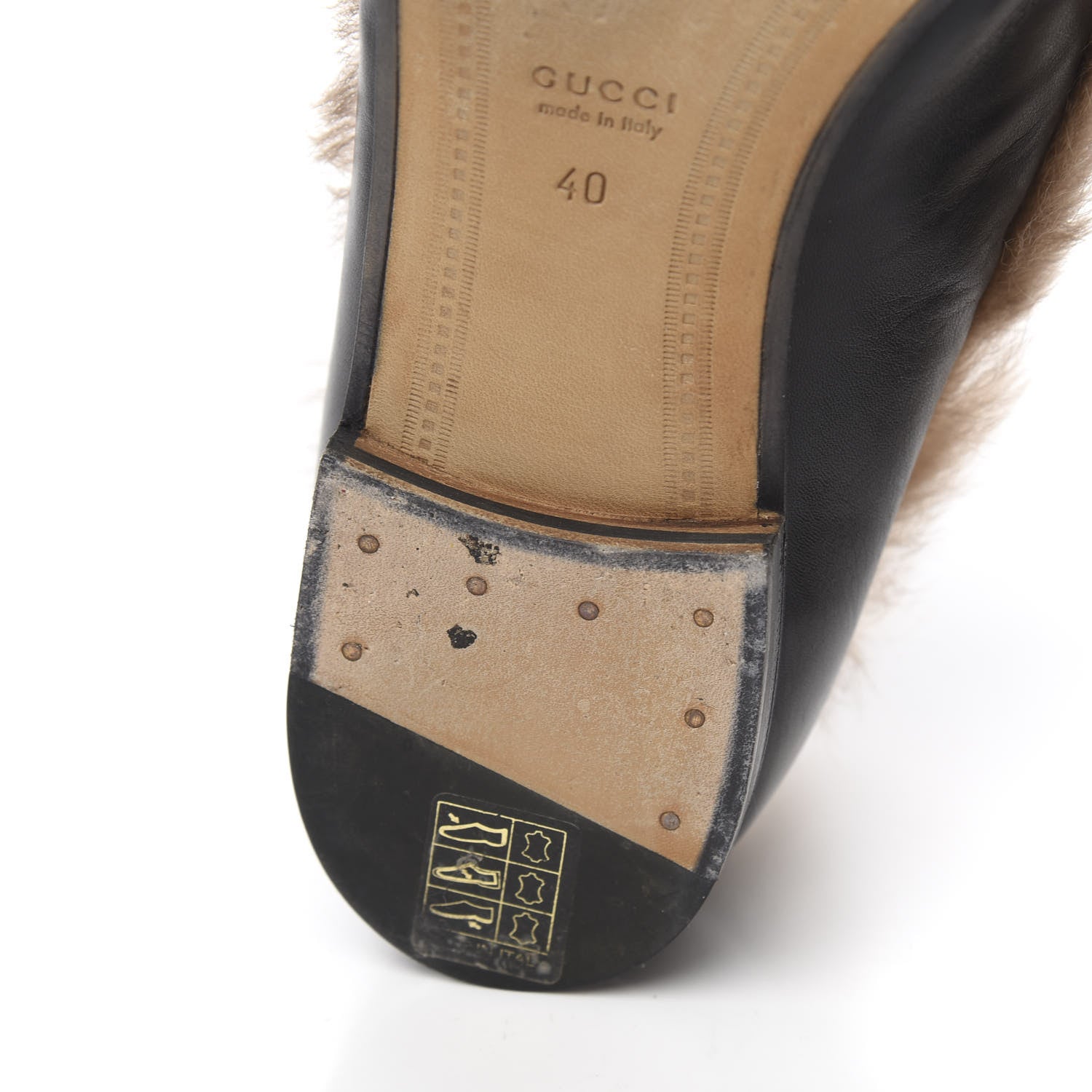 Gucci Malaga Kid Fur Womens Jordaan Loafers 40 Black Natural 11 of 13