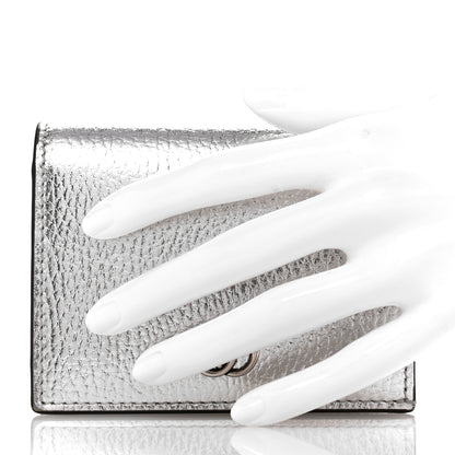 Gucci Metallic Calfskin GG Marmont Card Case Silver 2 of 7