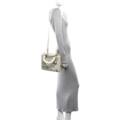 Christian Dior Smooth Calfskin Sequin Embroidered Clover Medium Lady Dior White 2 of 10