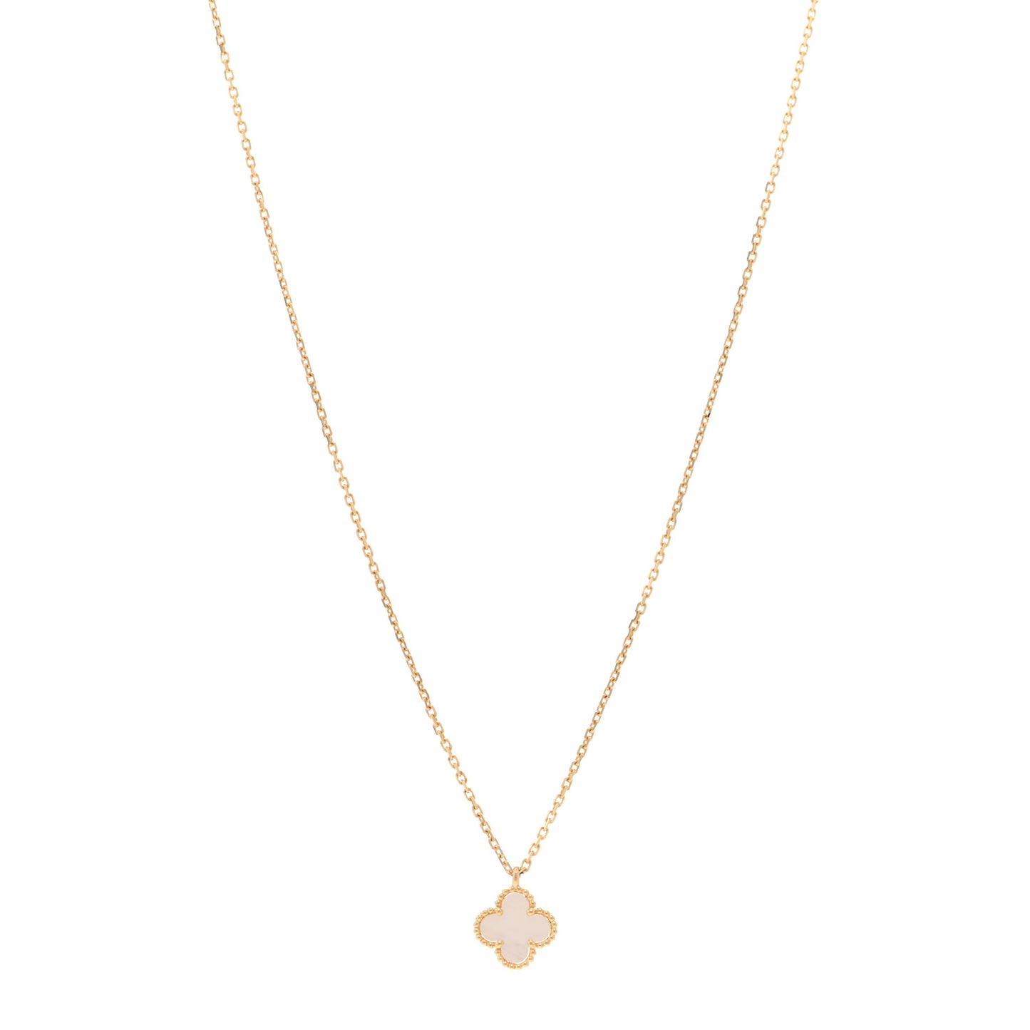 18K Yellow Gold Mother of Pearl Sweet Alhambra Pendant Necklace