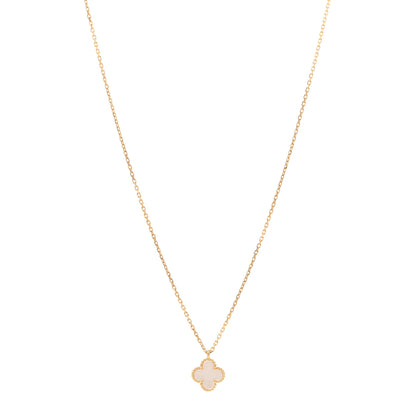 Van Cleef & Arpels 18K Yellow Gold Mother of Pearl Sweet Alhambra Pendant Necklace 1 of 6