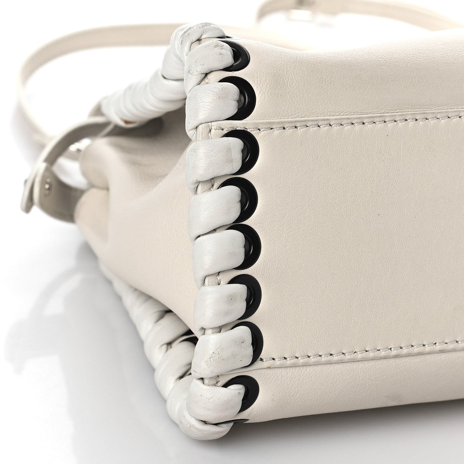 Fendi Nappa Lace Up Mini Peekaboo Iconic Satchel Bianco Carta 10 of 22