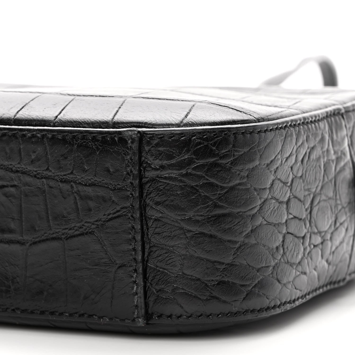 Saint Laurent Calfskin Crocodile Embossed Small Classic Monogram Camera Bag Black 10 of 11