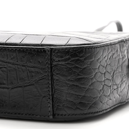 Saint Laurent Calfskin Crocodile Embossed Small Classic Monogram Camera Bag Black 10 of 11