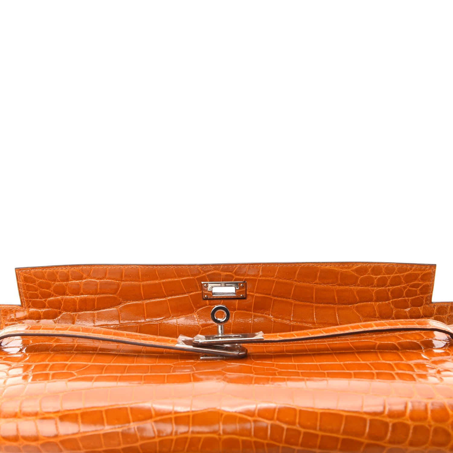 Hermes Shiny Niloticus Crocodile Kelly Cut Pochette Pain D'Epice 13 of 22