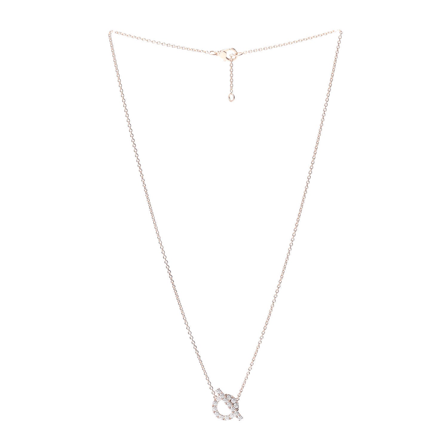 Hermes 18K Rose Gold Diamond Finesse Pendant Necklace 3 of 4