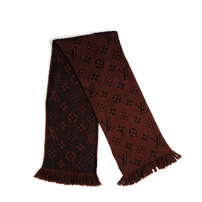 Louis Vuitton Wool Silk Logomania Scarf Marron 3 of 4