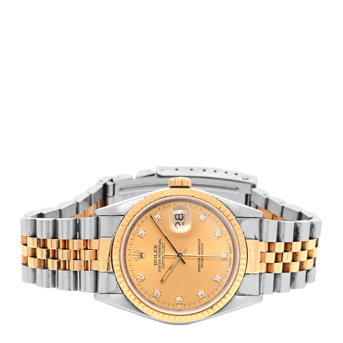 Stainless Steel 18K Yellow Gold Diamond 36mm Oyster Perpetual Datejust Watch Champagne 16233
