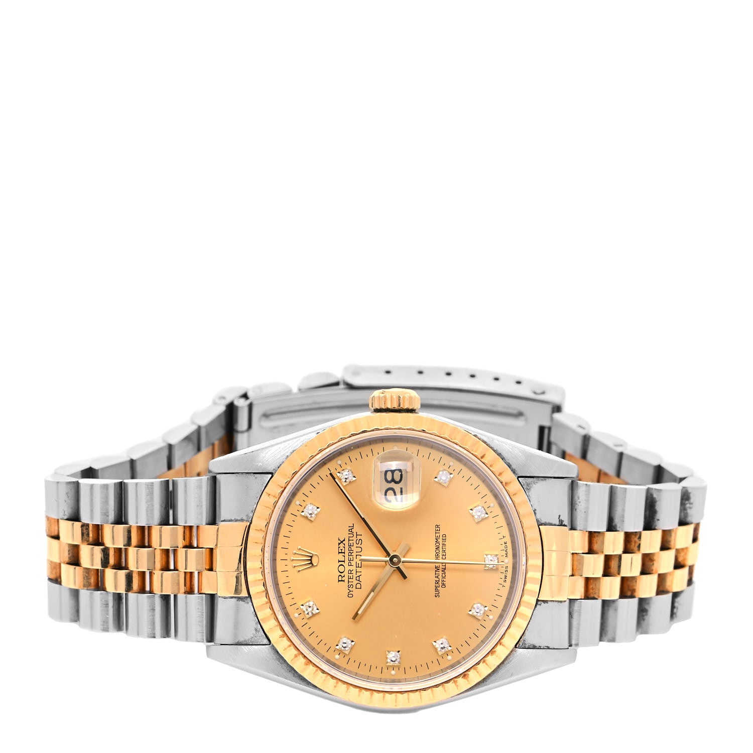 Rolex Stainless Steel 18K Yellow Gold Diamond 36mm Oyster Perpetual Datejust Watch Champagne 16233 2 of 4