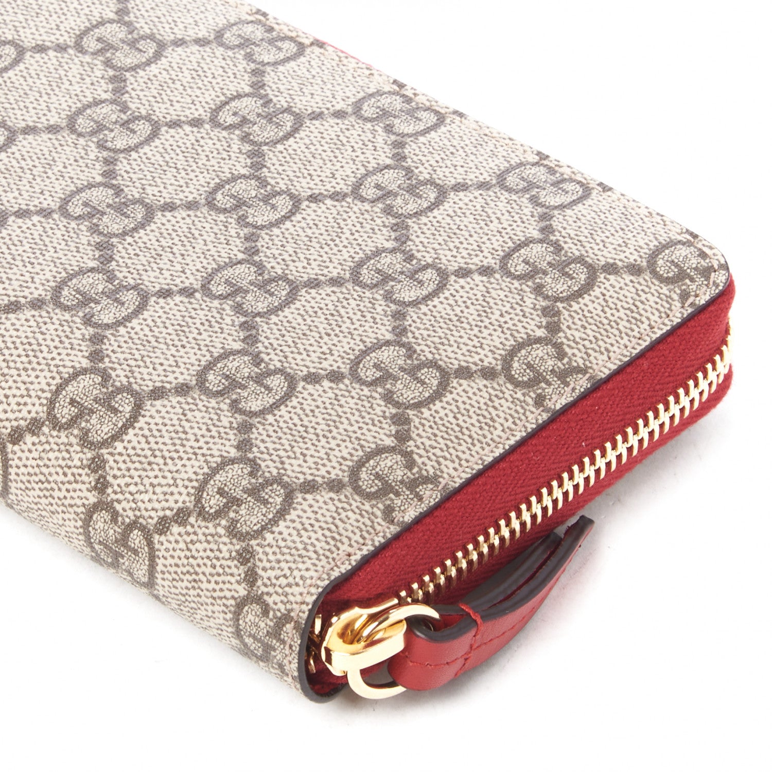 Gucci GG Supreme Monogram Embroidered Rainbow Zip Around Wallet Red 6 of 8