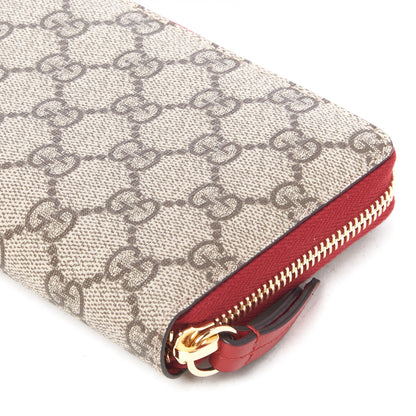 Gucci GG Supreme Monogram Embroidered Rainbow Zip Around Wallet Red 6 of 8