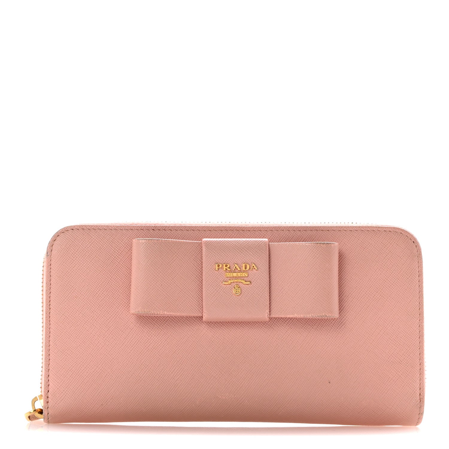 Prada Saffiano Fiocco Bow Zip Around Wallet Orchidea 1 of 14