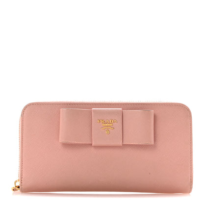 Prada Saffiano Fiocco Bow Zip Around Wallet Orchidea 1 of 14