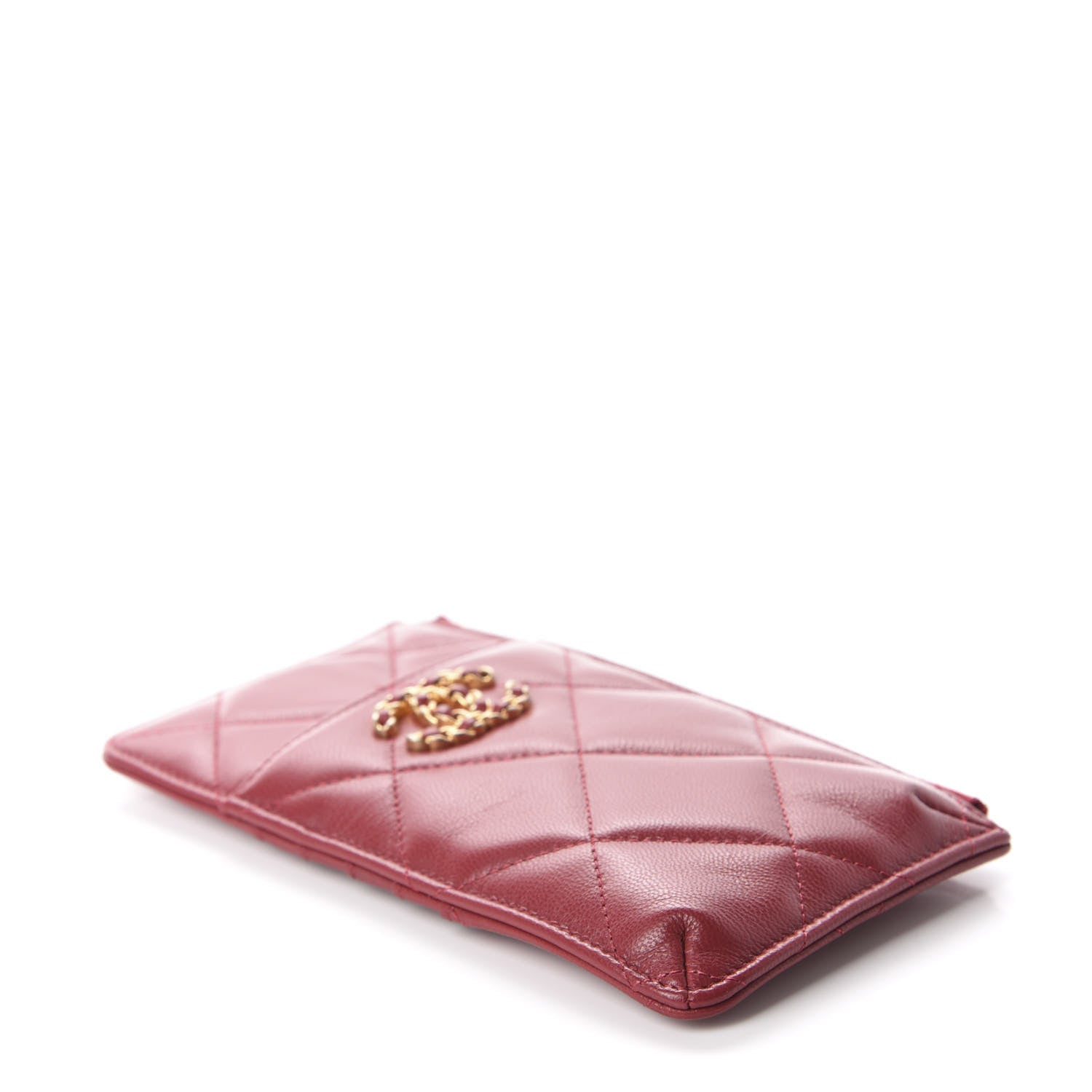 Chanel Shiny Goatskin Quilted 19 Flat Wallet Pouch Red 4 of 8