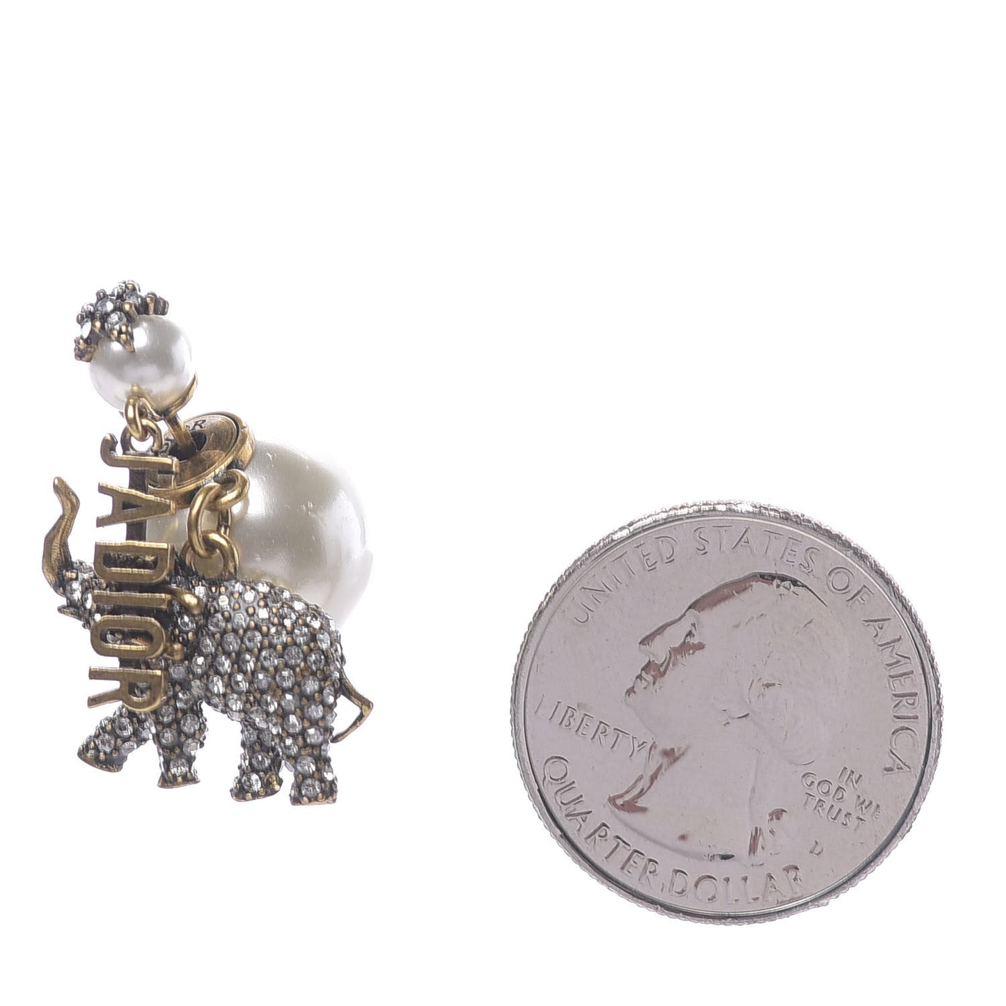 Crystal Pearl Elephant J'Adior Earring Gold