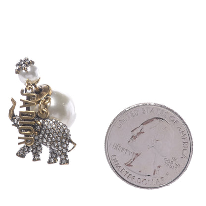 Christian Dior Crystal Pearl Elephant J'Adior Earring Gold 2 of 5
