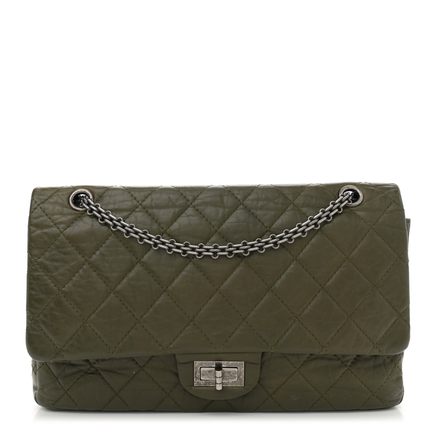 Chanel Aged Calfskin Quilted 2.55 Reissue 227 Flap Dark Green 1 of 12