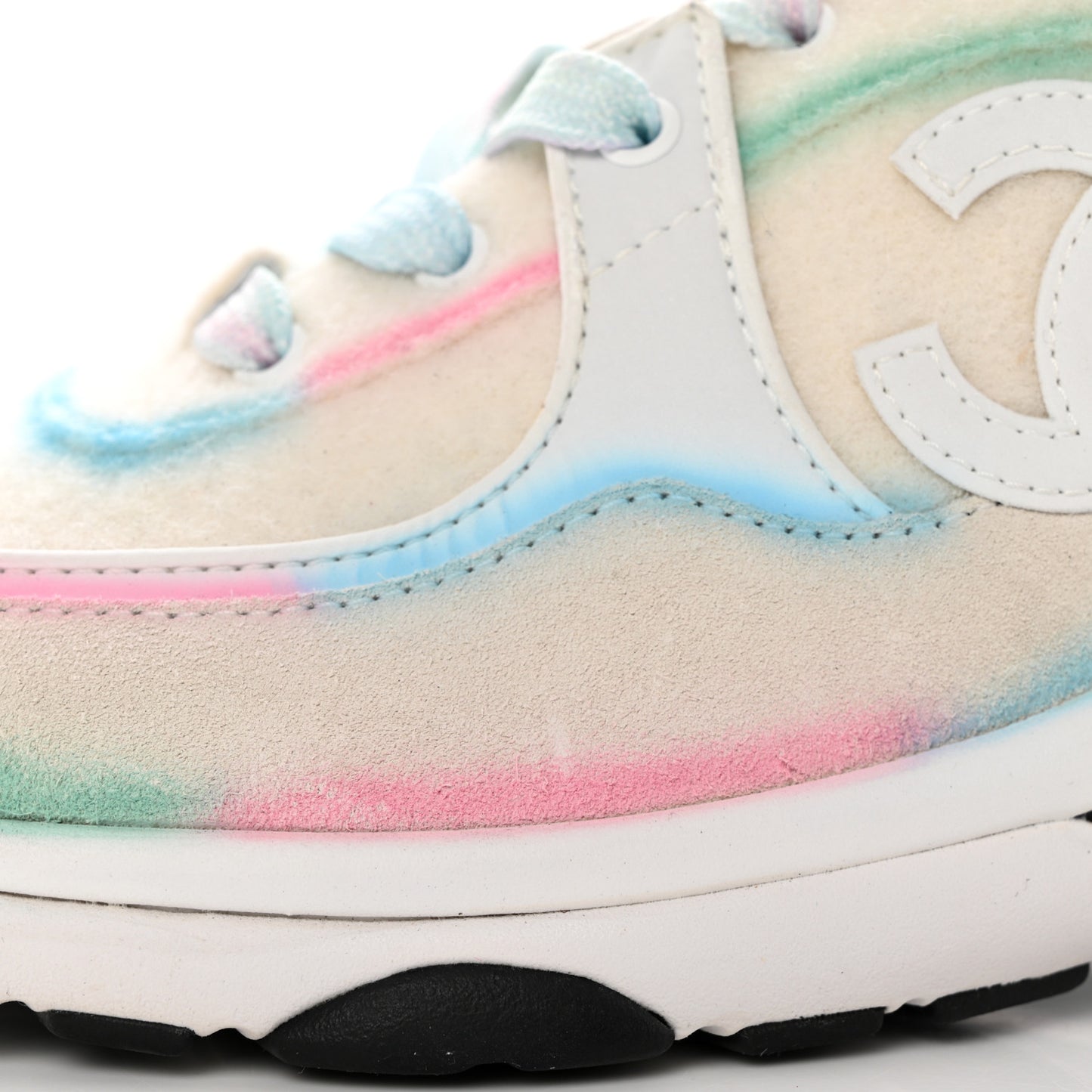 Wool Suede Calfskin CC Sneakers 38.5 Multicolor
