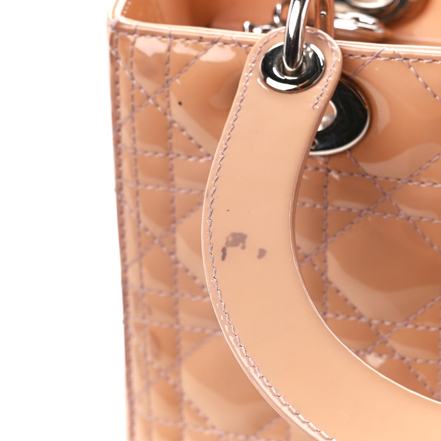 Patent Cannage Medium Lady Dior Rose Clair