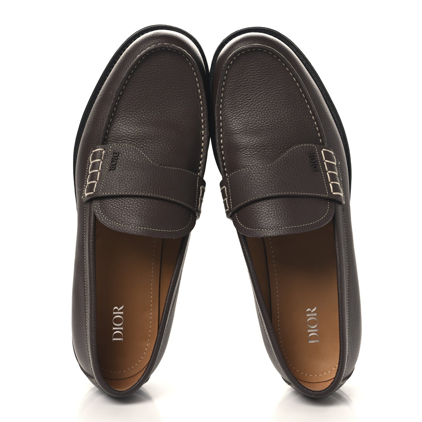 Grained Calfskin Dior Granville Men Loafers 43 Brown