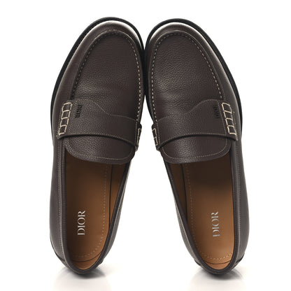 Christian Dior Grained Calfskin Dior Granville Men Loafers 43 Brown 2 of 10