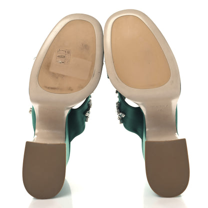 Miu Miu Satin Platform Sandals 40 Green 6 of 9