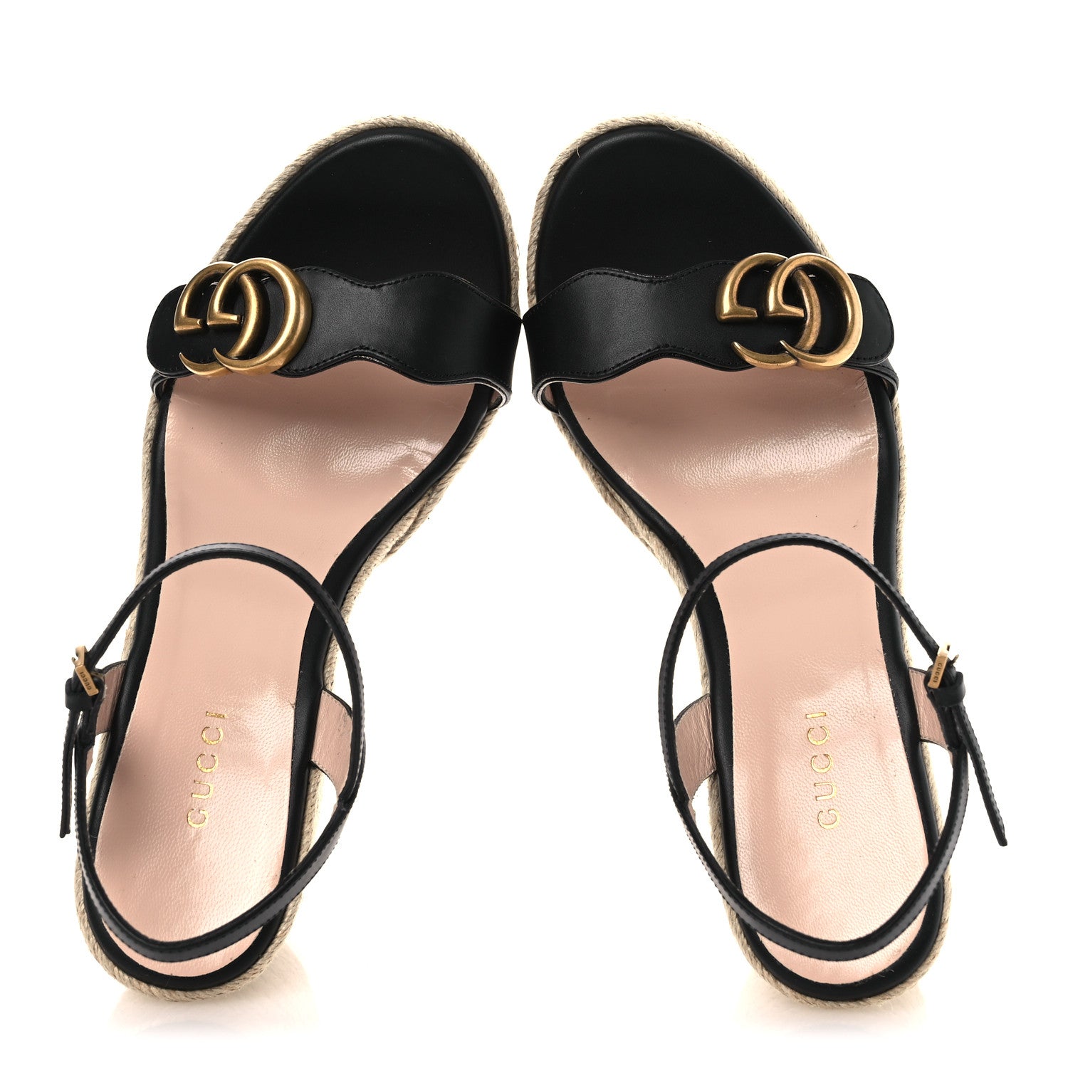 Gucci Galassia Aitana Espadrille 10/95mm Wedge Sandals 37.5 Black 2 of 11