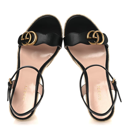 Gucci Galassia Aitana Espadrille 10/95mm Wedge Sandals 37.5 Black 2 of 11