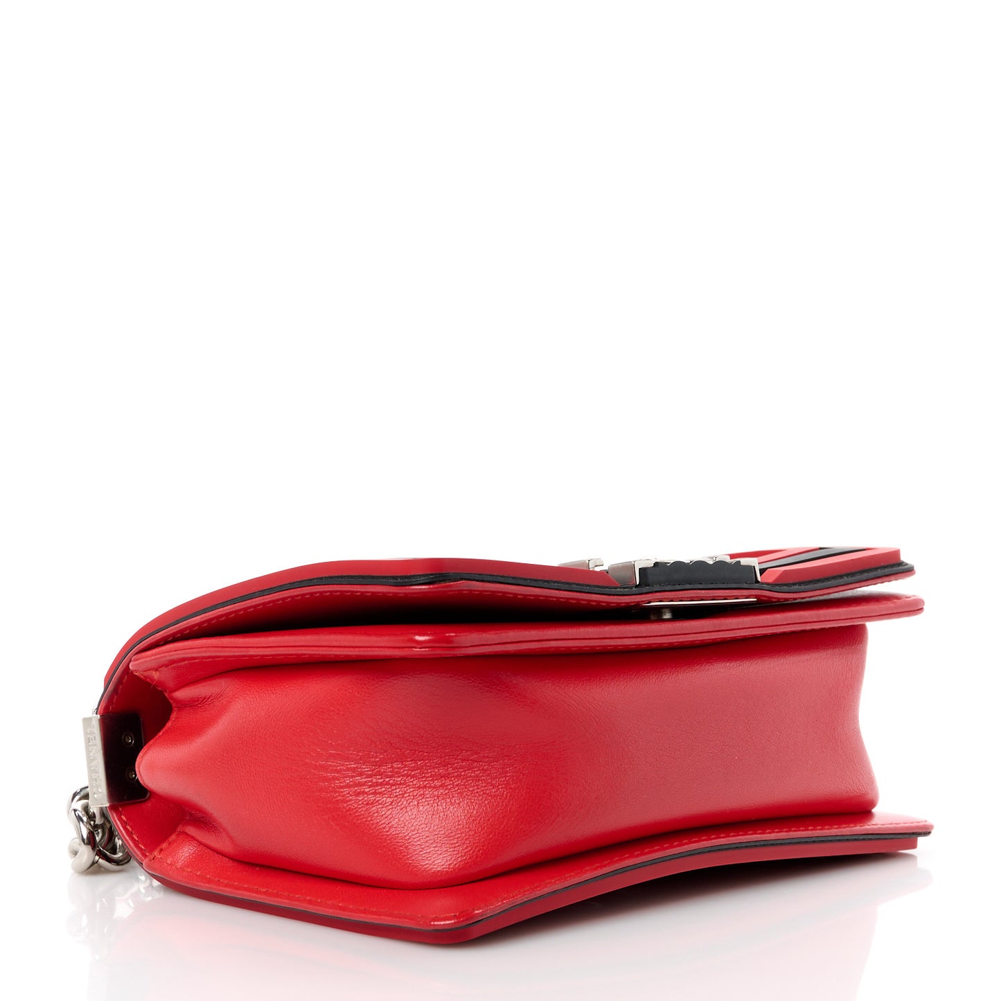 Lambskin Rubber Quilted Small Two Tone Boy Flap Red Black