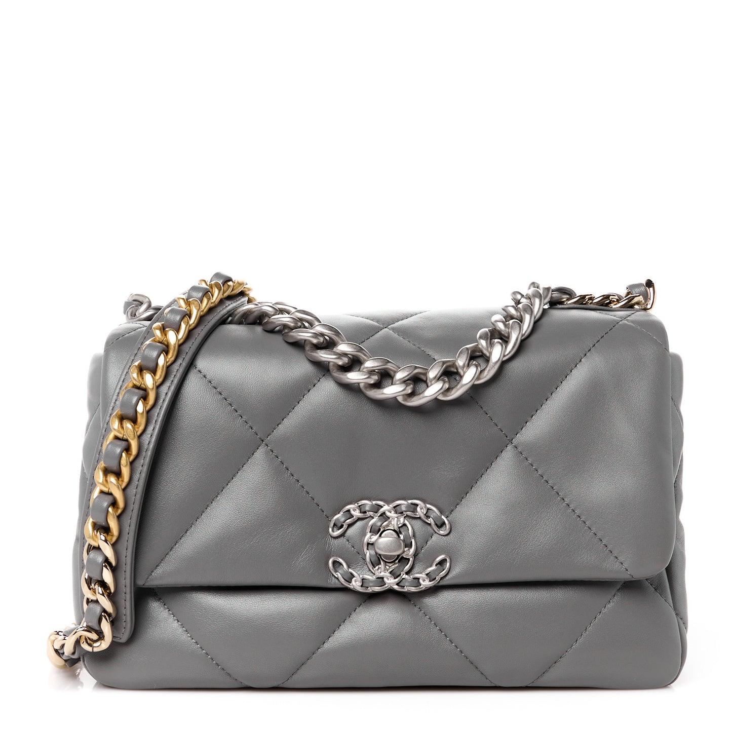 Lambskin Quilted Medium Chanel 19 Flap Dark Grey