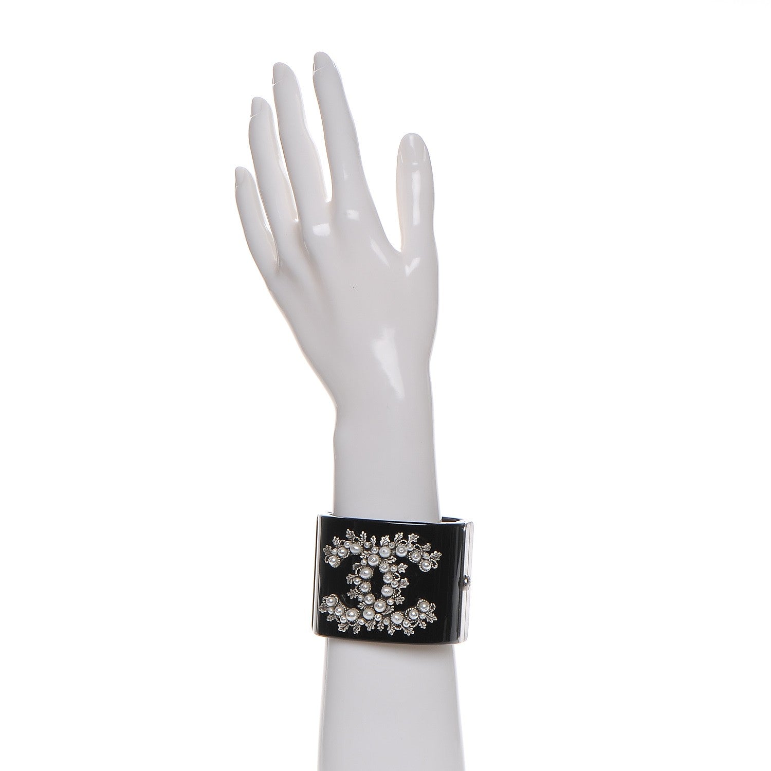 Chanel Resin Pearl CC Cuff Black 2 of 6
