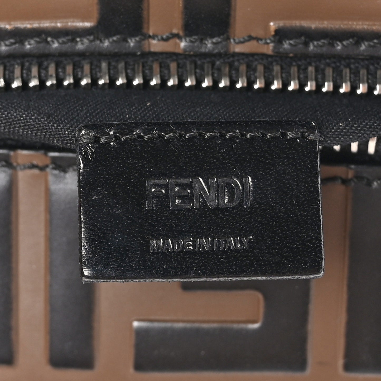 Calfskin FF 1974 Embossed Pyramid Pouch Maya Black