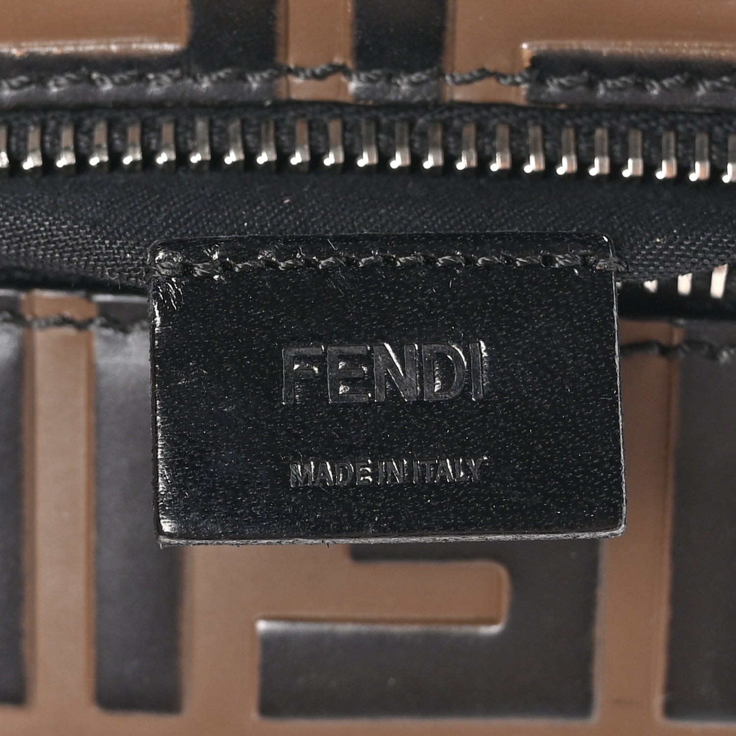 Fendi Calfskin FF 1974 Embossed Pyramid Pouch Maya Black 7 of 11
