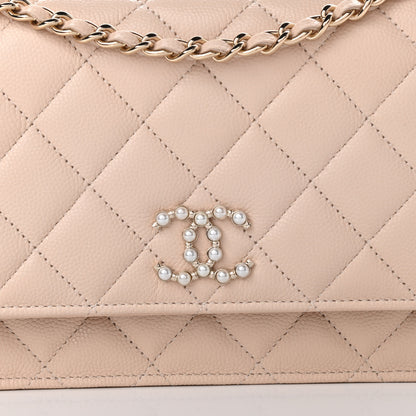 Chanel Caviar Quilted Coco Candy Wallet On Chain WOC Beige 9 of 13