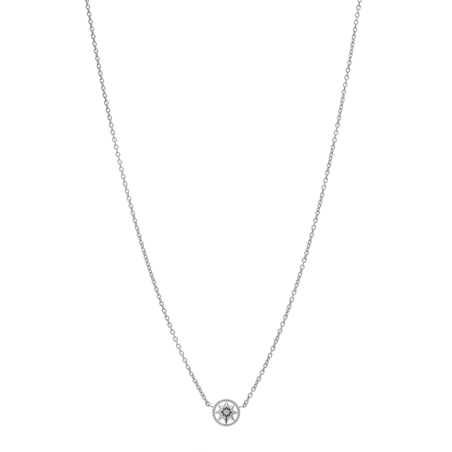 18K White Gold Diamond Rose Des Vents Necklace