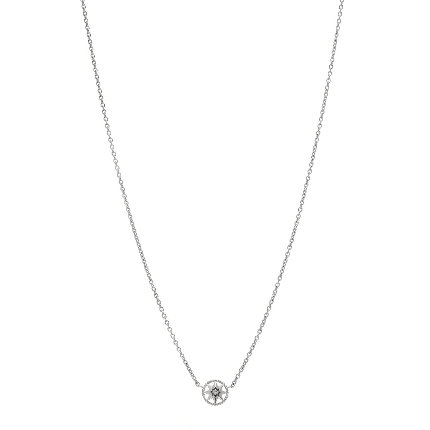 Christian Dior 18K White Gold Diamond Rose Des Vents Necklace 1 of 6