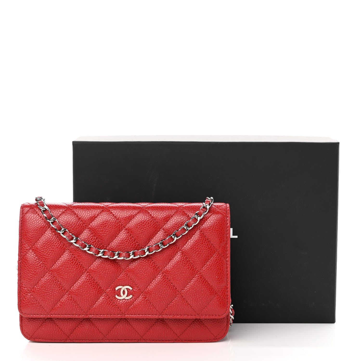 Chanel Caviar Quilted Wallet On Chain WOC Dark Red 13 of 13